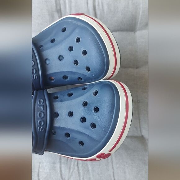 Crocs Crocband Clog Kids Size 6 Iconic Comfort Shoes Navy Blue Red - Picture 4 of 10